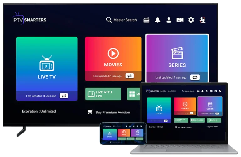 Mejor suscripción IPTV Premium España 2026 funcionando en aplicación Smarters para Smart TV, PC y Móvil